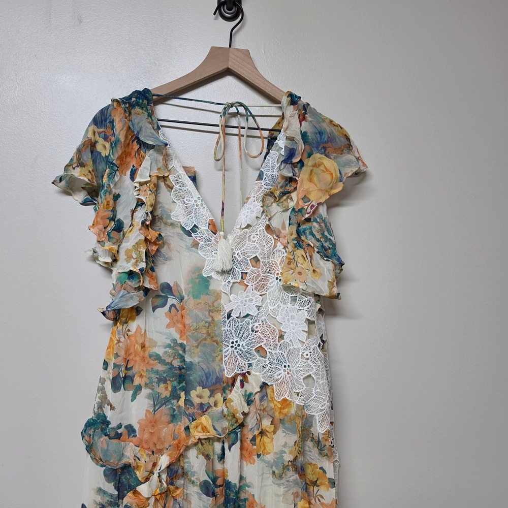 Anthropologie Ruffled Lace High-Low Floral Dress Ivory Comb 16W Plus NWT Boho - Picture 5 of 13
